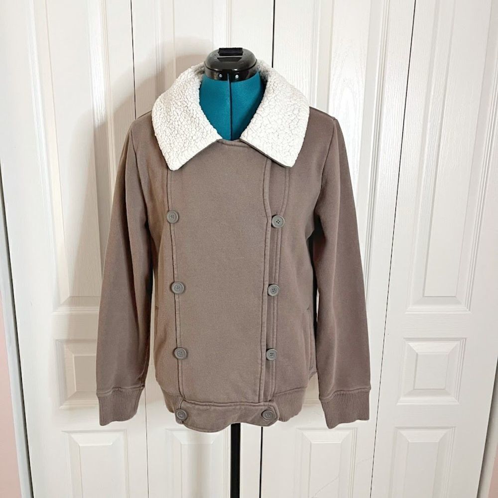 Gap Faux Sherpa Collar Aviator Pilot Biker Moto Double Breasted Button Jacket
